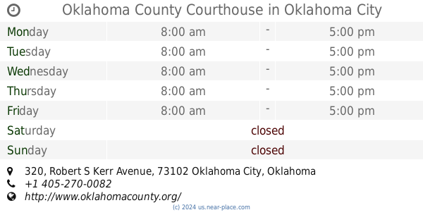 🕗 Oklahoma County Courthouse Oklahoma City Opening Times 320 Robert S Kerr Avenue Tel 1 405 4926